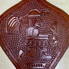 Vintage Fireplace Bellows Brown Tooled Leather Studs Ornate Carved Wood Ecuador