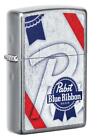 Zippo Windproof Street Chrome Pabst Blue Ribbon Lighter  49545  New In Box
