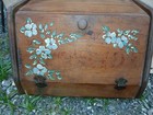 Vintage Large Wooden Bread Box Kitchen Storage Carved Letters Farmhouse Style