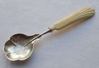 Rare Berry Spoon With Handle Made Of Deer Bone In Solid Silver Around 1850