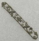 Antique Bar Brooch Pin Silver-tone Rhinestones Faux Pearls C-clasp Floral Detail