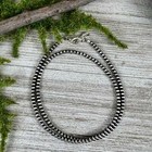 Real 925 3mm Sterling Silver Oxidized Small Bead Southwest Pearls Necklace Chok