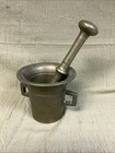 Antique Mortar   Pestle Heavy Solid Brass Pharmacy Apothecary Bowl Set Vintage