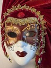 Large Venetian Masquerade Wall Mask Fabric Fan Ruffle Mardi Gras Decor 11x8