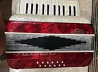 Vintage Noble Brilliant Red   White Pearl Accordion Made In Italy 