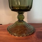 Vintage Imperial Glass Green Depression Pedestal Vase  12  Vertical Ribs