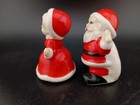 Vintage Santa Mrs  Claus Salt Pepper Shakers 2 5  Tall Christmas Ceramic 70s
