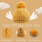 Baby Winter Beanie For Girls Boys Warm Knit Twist Hat With Pompom Infant