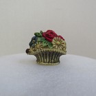 Vintage Celluloid Figural Basket Of Flowers With Ladybug Sewing Tape Measure
