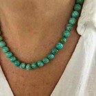 Large Stunning Rare 9mm Seafoam Green Blue Arizona Turquoise Necklace Choker
