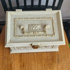 Vintage Max Klein Intricate Cream Victorian 12  Sewing Box W 34 Spools Sc-1280
