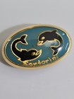 Santorini Travel Souvenir Lapel Pin Greece Island Aegean Sea Dolphins