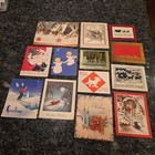 Lot Of 14 Vintage 1940s   50s Christmas Cards Mid-century Graphics Die Cut