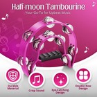 Double Row Jingles Half Moon Musical Tambourine Percussion Drum Pink Party Ktv