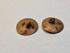 Antique Art Nouveau Brass Picture Buttons Pair Rose Floral Wire Shank  7 