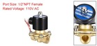 1 2  Npt 110vac Brass Electric Solenoid Valve Normally Closed Air Valve