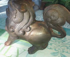 Antique Asian Oriental Patinated Iron Tang Foo Dog Lion Incense Burner Feng Shui