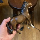 Glossy Brown Ceramic Horse Figurine W  Black Mane   Tail  White Hooves