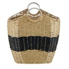 Seagrass Handmade Two Toned Storage Basket With Metal Handles