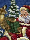 Vtg Christmas Tapestry Needle Point Santa W  Animals Stocking Red Velvet Back