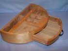 Half Circle Wooden Jewelry Chest Box Vanity Cabinet Velveteen Lined Drawer   Top