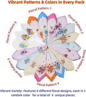 Soft Cotton Handkerchiefs For Women - 12 Pack Vintage Ladies Hankies   6 Floral