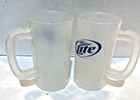 Pair Of 2 Miller Lite Plastic Beer Mugs 12oz Nos Nice