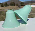 Vtg Pair Seafoam Green Glass Lamp Shades Art Deco Mcm Globe 2 1 4  Vianne France
