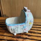 Vintage Napcoware Baby Bassinet Cradle Ceramic Planter Nursery Decor