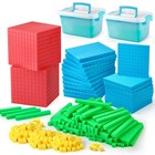334 Pcs Base Ten Blocks Set - 110 Rods   Counting Cubes For Kids Math Learning -
