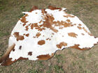 New Large Brown   White Spoted Cowhide Rug Natural Cowhides Cow Hide Skin 6x6 Ws