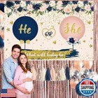Gender Reveal Decorations He Or She Reveal Backdrop Navy Blush Balloons Pompo