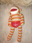 Dan Dee Collectors Choice Sock Monkey Plush Heart Striped 18  Stuffed Animal Toy