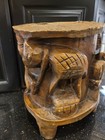Vintage African Sculpted Resin Stand Stool Drum Planter