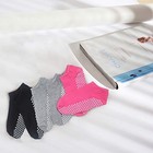 Non Skid Slip Sticky Grippers Socks Pilates 5-8  1 Black grey rose Red 3 Pack 