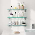 Glass Shelf For Bathroom  Floating Glass For Wall Shelves 20-inch 3 Pack Rectang
