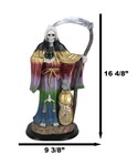 Large 16 75 h Rainbow Holy Death Santa Muerte Holding Scythe Globe W  Owl Statue