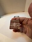 Antique Glass Inkwell Jar Cube Victorian  Waffle Lid 2    Square