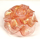 Murano Candle Holder Pink Gold Aventurine Flower Hand Blown In Italy