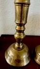 Pair Of Vintage Antique Brass Tall Candlestick Holders Etched India 7      11   