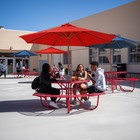 9  Wood Outdoor Umbrella W  Pulley Patio Market Cafe Garden Yard Beach Pool Red