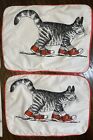Vtg Kliban Cat Red Sneakers  cape- Shams   Pillowcases   as Fabric  Sheets -read