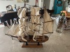 Vintage Wooden Model Ship 3 Mast Sailing Vessel Display