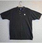 Apple Polo Mens Sz Medium Black Embroidered Computer Logo Vintage