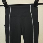 Fabletics Pureluxe Black Contrast Stitch High Waisted Leggings With Pockets