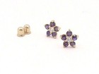 14k Yellow Gold Infant Baby Toddler Amethyst Flower Screw Back Stud Earring