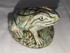 Antique Majolica Earthenware Pottery Frog Coin Bank