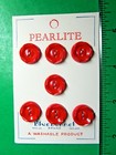 7  Vtg 9 16  Blue Bonnet Pearlite Red Plastic Swirl 2-hole Buttons Nos Card