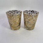 Vintage Hollywood Regency Gold Gilt Glasses Mcm Cocktail Tumblers Pair