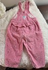 Rare   Vntg Oshkosh Bgosh Toddler Girls Pink Floral Corduroy Overalls Vestbak 3t